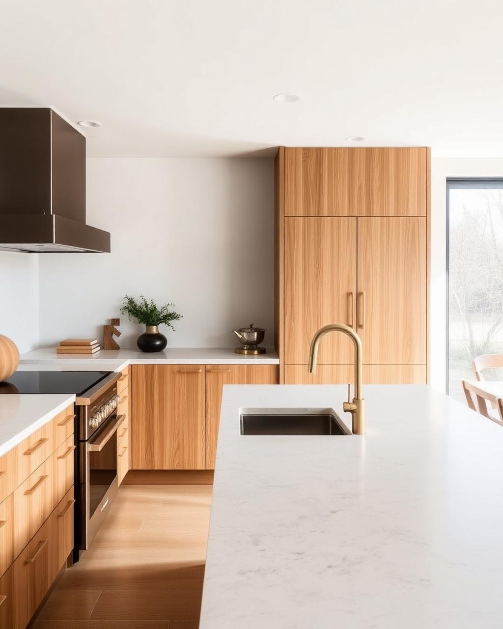 Modern residential kitchen with stone counters